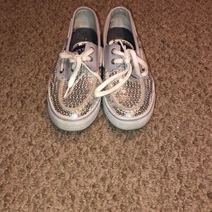 Silver sequined Sperrys